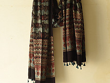 Ajrakh Mulberry Silk Dupatta | Natural dyed - C