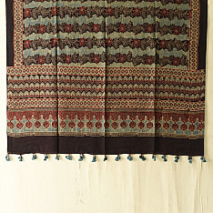 Ajrakh Mulberry Silk Dupatta | Natural dyed - C
