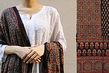 शोभना . Shobhna ❋ Mul Cotton Ajrakh Dupatta - 11