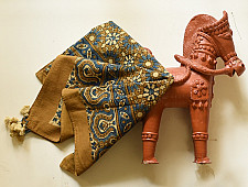 Neelanjana . नीलांजना ~ Square Ajrakh Cotton Mustard Yellow Scarf