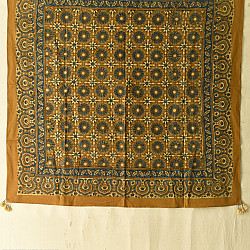 Neelanjana . नीलांजना ~ Square Ajrakh Cotton Mustard Yellow Scarf