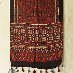 Anagi | Natural Dyed Ajrakh - Modal Silk Red Stole