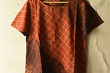 Natural Dyed ~ Ajrakh Cotton Top - Brick Red