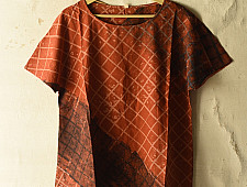 Natural Dyed ~ Ajrakh Cotton Top - Brick Red