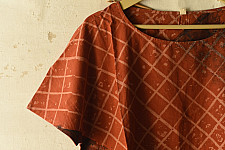 Natural Dyed ~ Ajrakh Cotton Top - Brick Red