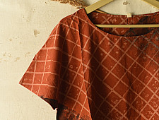 Natural Dyed ~ Ajrakh Cotton Top - Brick Red