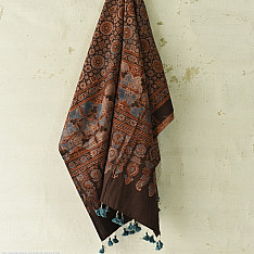 Sakhi . सखी ⁂ Ajrakh Block Printed Pure Cotton Dupatta - 04
