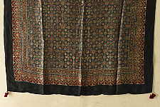 Neelanjana . नीलांजना ~ Ajrakh Block Printed - Square Modal Silk Scarf - D