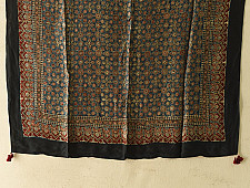 Neelanjana . नीलांजना ~ Ajrakh Block Printed - Square Modal Silk Scarf - D