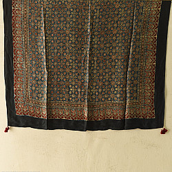 Neelanjana . नीलांजना ~ Ajrakh Block Printed - Square Modal Silk Scarf - D