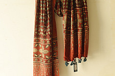 Ajrakh Mulberry Silk Dupatta | Natural dyed - D