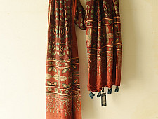 Ajrakh Mulberry Silk Dupatta | Natural dyed - D