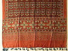 Ajrakh Mulberry Silk Dupatta | Natural dyed - D