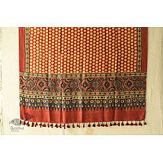 Ajrakh Printed Mulberry Silk Red Doted Dupatta 