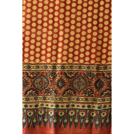 buy Ajrakh Printed Mulberry Silk Red Doted Dupatta