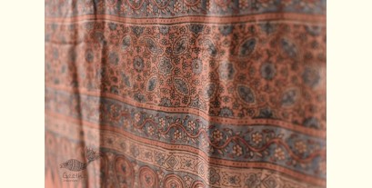 Ajrakh Printed Mulberry Silk Dupatta - Almond Light Brown