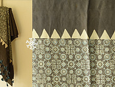 Ajrakh Mulberry Silk Dupatta - Grey