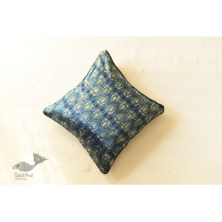 Ajrakh Block Printed Indigo Cushion Cover - Mashru