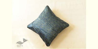 Ajrakh Block Printed Indigo Cushion Cover - Mashru