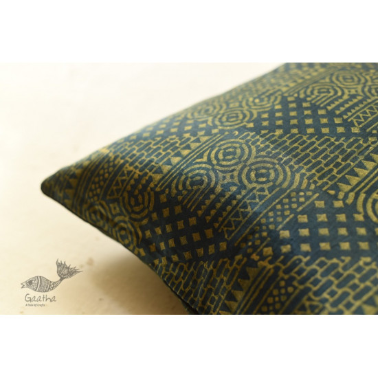 shop Mashru Block Printed ~ Ajrakh Cushion Cover