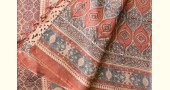 shop handmade ajrakh printed Tussar Silk saree