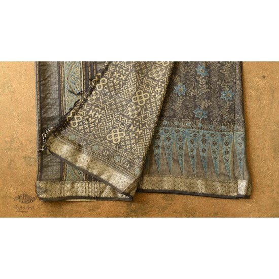 shop handmade Ajrakh Printed Maheshwari Saree