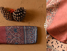 Ajrakh Printed ~ Tussar Silk Saree ~ Natural Color 