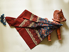 Neelanjana . नीलांजना ~ Square Ajrakh Cotton Red Scarf