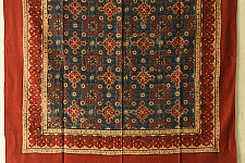 Neelanjana . नीलांजना ~ Square Ajrakh Cotton Red Scarf