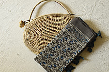 Amoha . अमोहा | Ajrakh Block Printed - Grey Cotton Stole