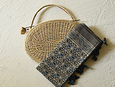 Amoha . अमोहा | Ajrakh Block Printed - Grey Cotton Stole