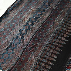 Shruti | Hand Block Printed - Ajrakh Modal Silk Saree