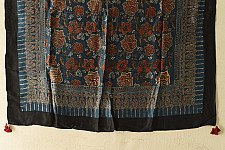 Neelanjana . नीलांजना ~ Ajrakh Flower Printed - Square Modal Silk Scarf
