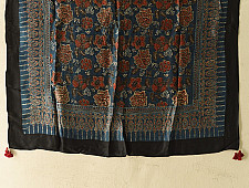 Neelanjana . नीलांजना ~ Ajrakh Flower Printed - Square Modal Silk Scarf