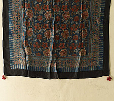 Neelanjana . नीलांजना ~ Ajrakh Flower Printed - Square Modal Silk Scarf