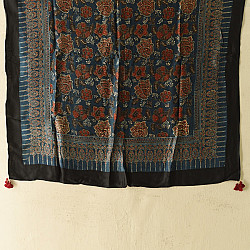 Neelanjana . नीलांजना ~ Ajrakh Flower Printed - Square Modal Silk Scarf