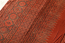 Charu . चारु | Ajrakh Block Printed Mul Cotton Red Saree