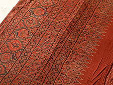 Charu . चारु | Ajrakh Block Printed Mul Cotton Red Saree