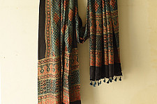 Ajrakh Mulberry Silk Dupatta | Natural dyed - E