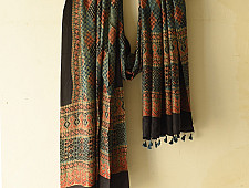Ajrakh Mulberry Silk Dupatta | Natural dyed - E