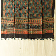 Ajrakh Mulberry Silk Dupatta | Natural dyed - E
