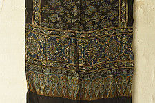 Anagi | Natural Dyed Ajrakh Printed - Modal Silk Black Stole
