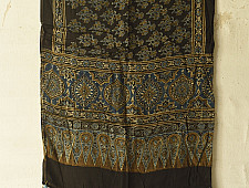 Anagi | Natural Dyed Ajrakh Printed - Modal Silk Black Stole