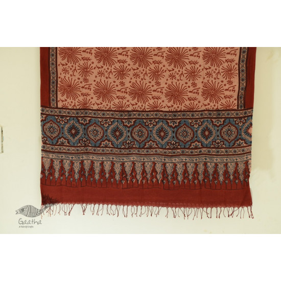 Handwoven Cotton - Ajrakh Block Printed Dupatta