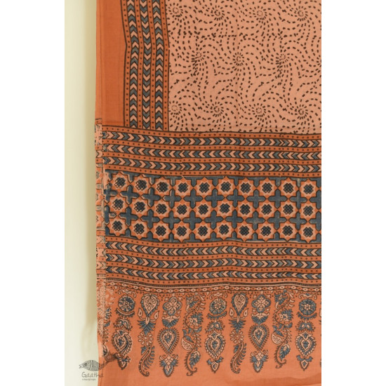 handloom Cotton - Ajrakh Block Printed Dupatta