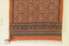 Grishma . ग्रीष्‍म | Handwoven Cotton with Natural Dyed Ajrakh Block Printed Dupatta - Walnut Brown