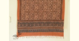 Grishma . ग्रीष्‍म | Handwoven Cotton with Natural Dyed Ajrakh Block Printed Dupatta - Walnut Brown