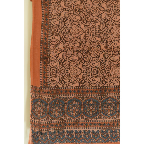 Handwoven Cotton - Ajrakh Block Printed Dupatta - Walnut Brown