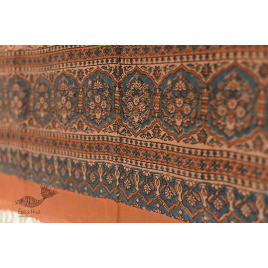 Handwoven Cotton - Ajrakh Block Printed Dupatta - Walnut Brown