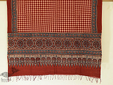 Grishma . ग्रीष्‍म | Handloom Cotton - Ajrakh Block Printed Dupatta With Red Checks